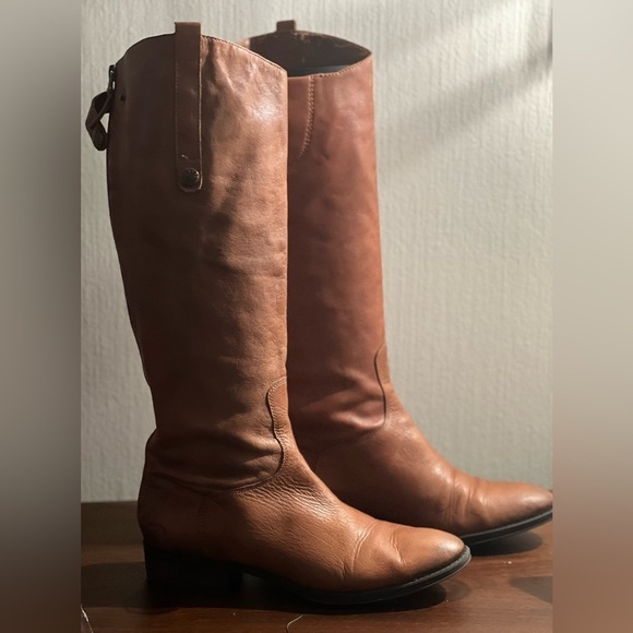 SAM EDELMAN  Penny Whiskey Brown Leather Zip Riding Boots Womens Size 9M - Picture 6 of 15